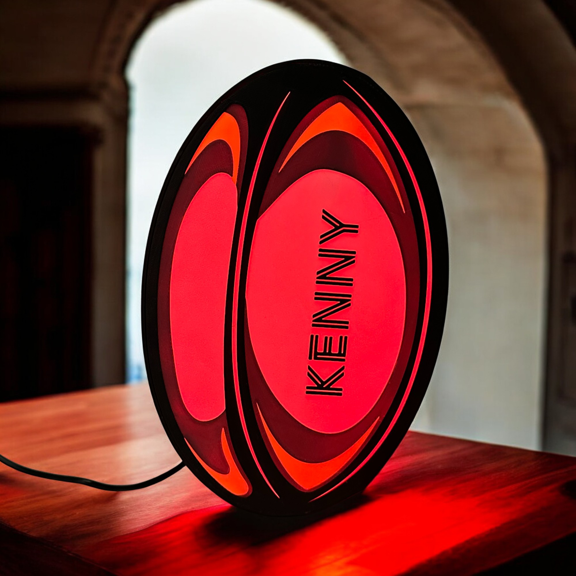 Personalised Rugby Ball LED Lightbox