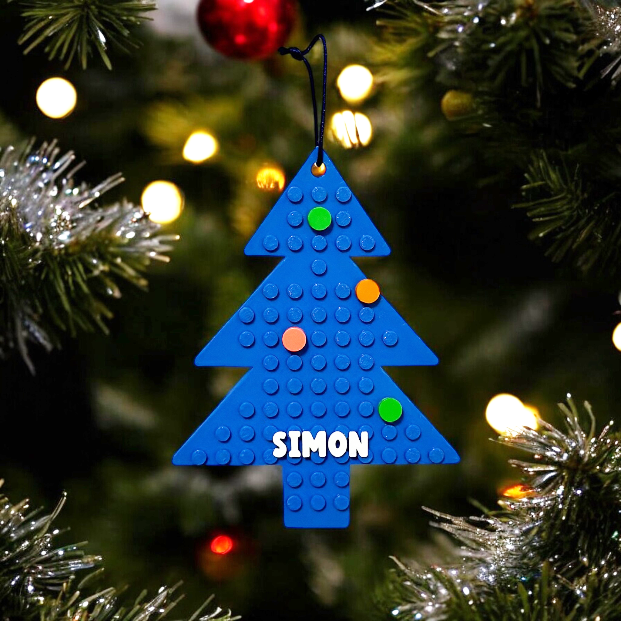 Personalised Brick Compatible Hanging Christmas Tree Decoration