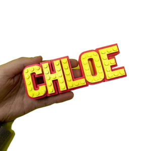 Colorful LEGO-style personalised name sign.