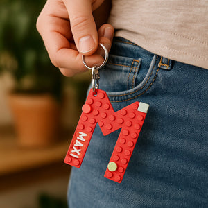 Colourful Lego-style keyring letters