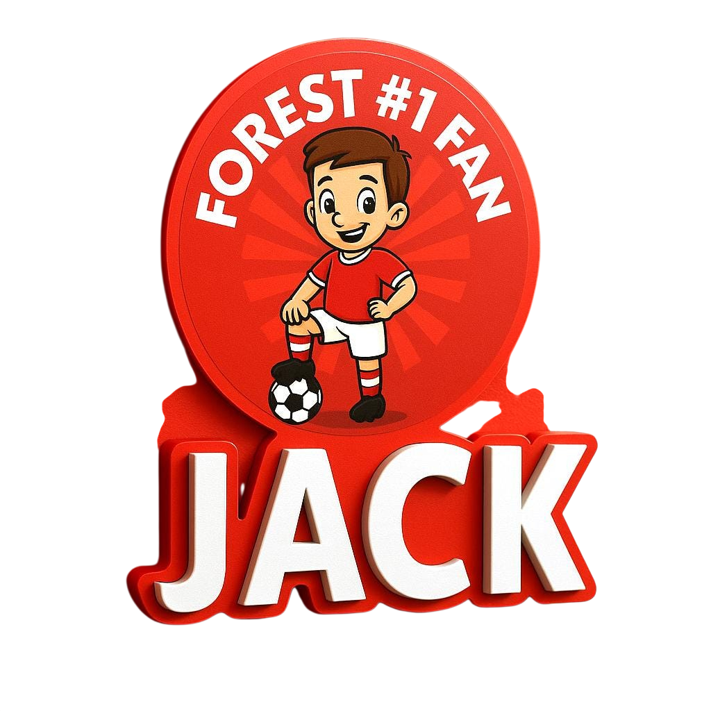 Personalised Nottingham Red & White Football Wall Sign