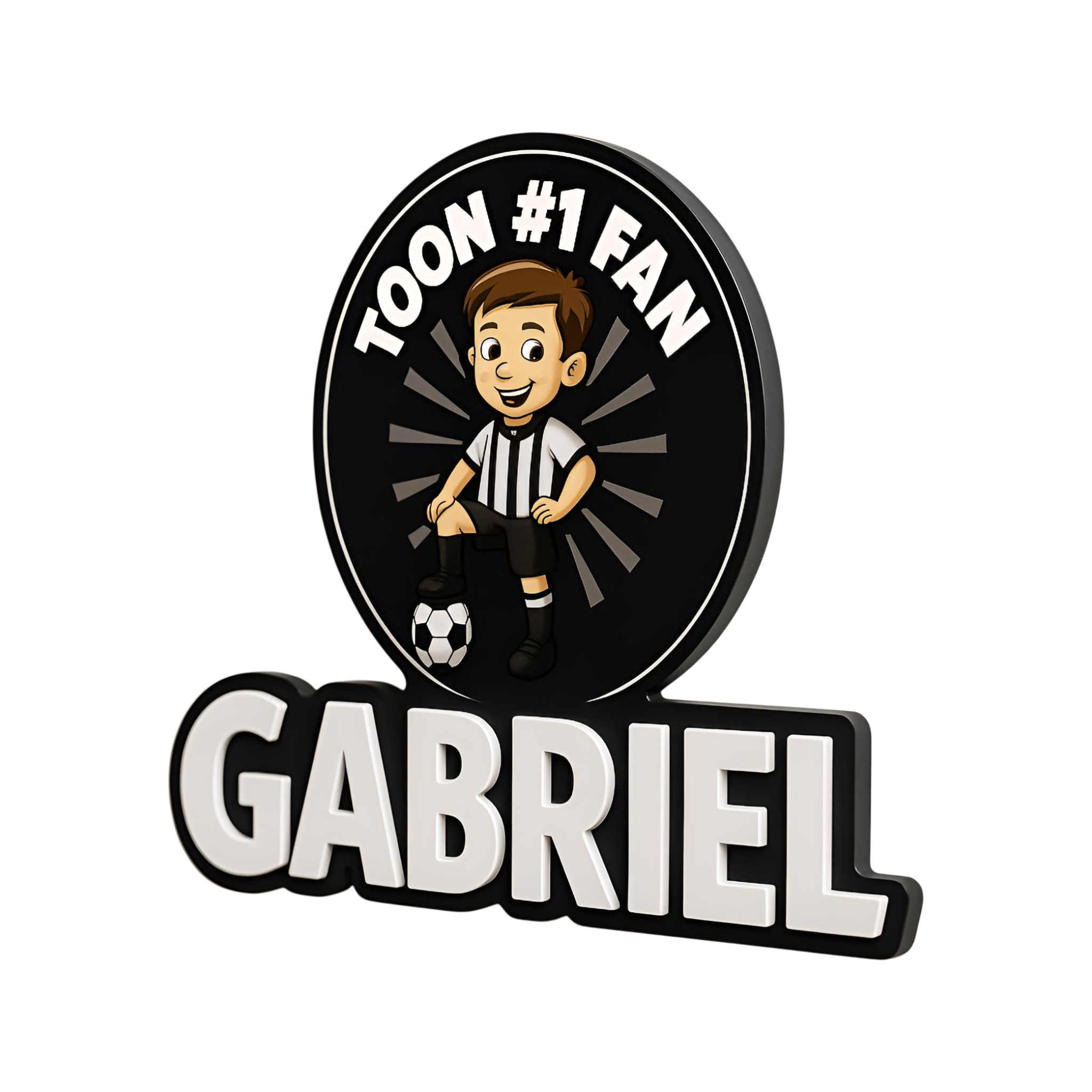 Personalised Newcastle Black & White Football Wall Sign