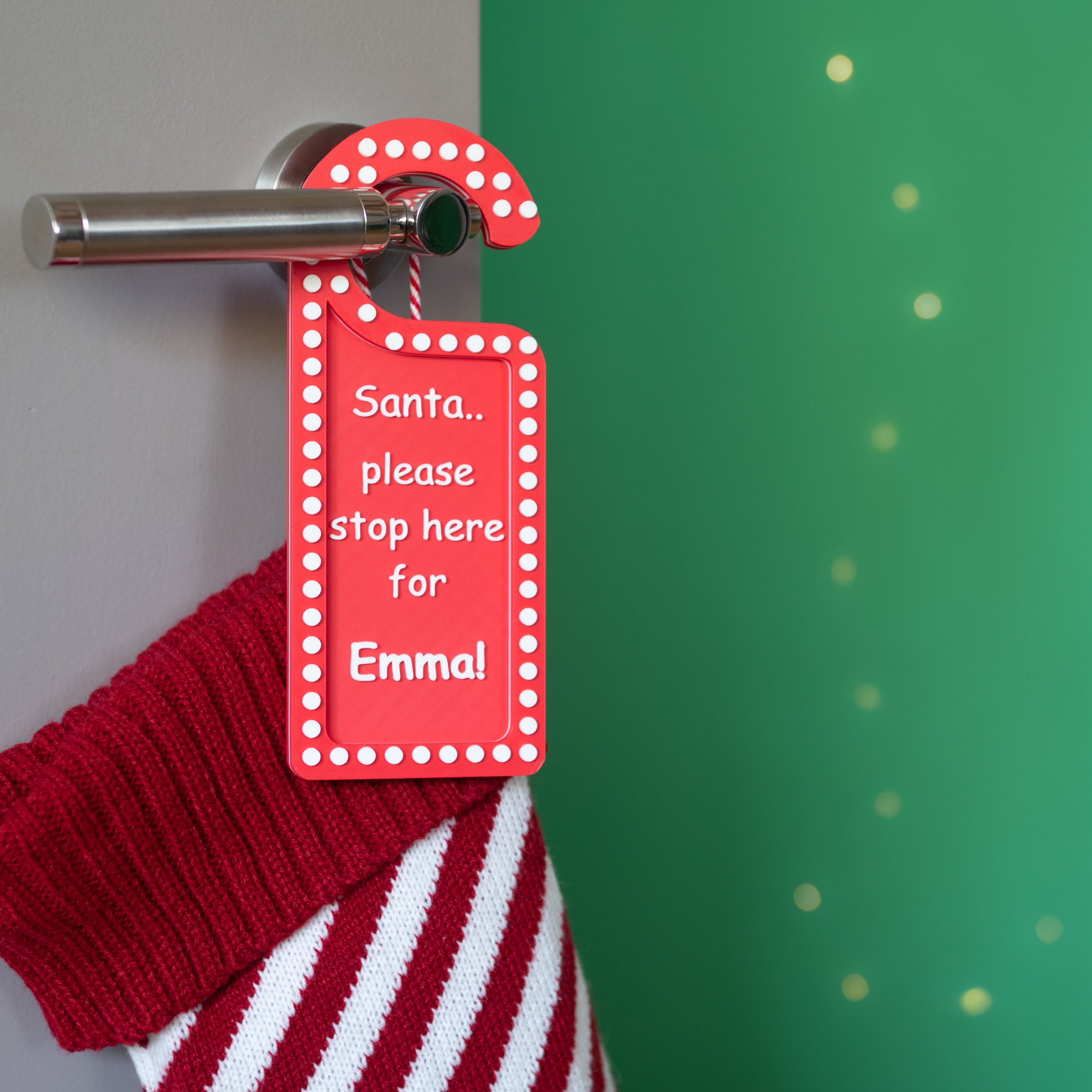 Red and white Lego Christmas Santa door hanger