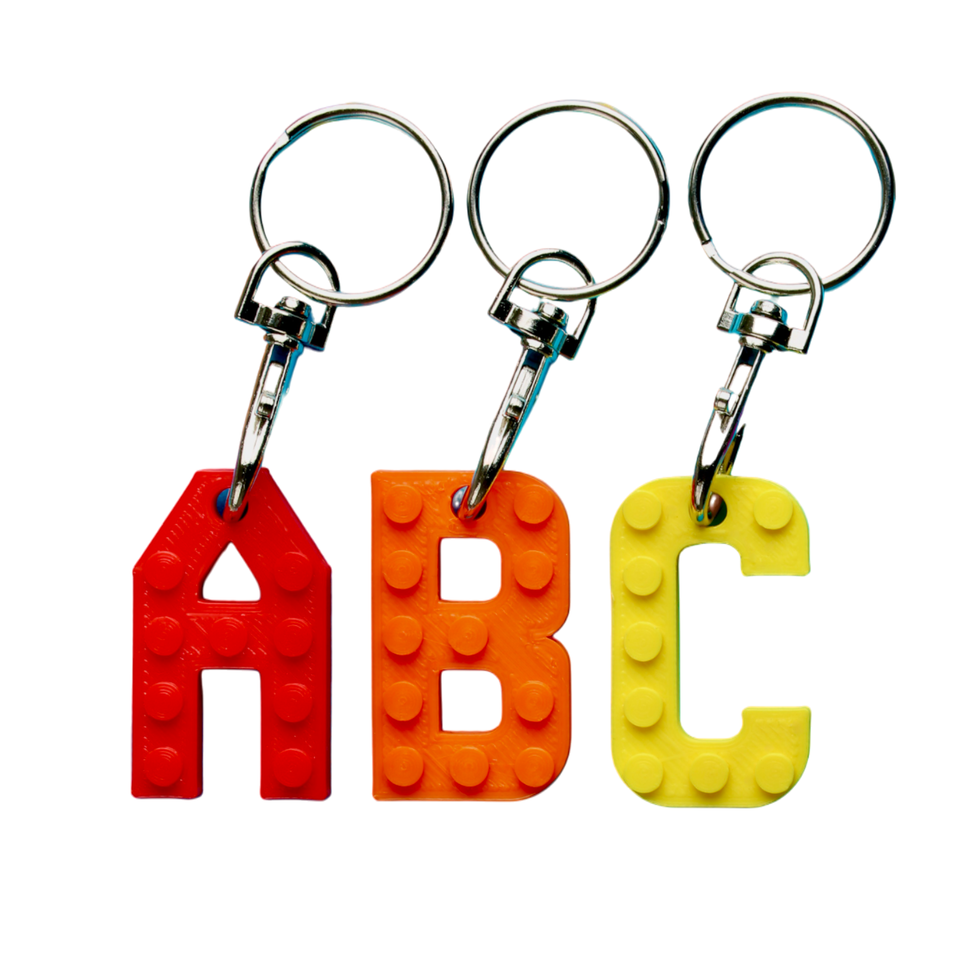 Brick Compatible Initial Keyrings - 3D Printed – Made Happy Gifts