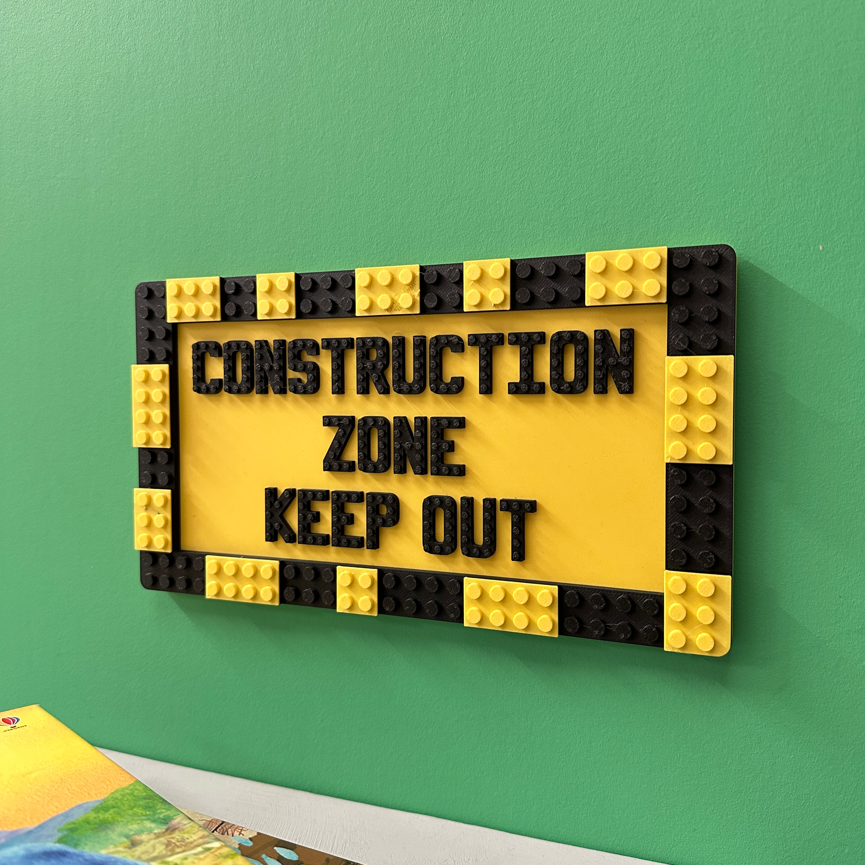 Construction Zone Keep Out! - Brick Compatible Door Sign