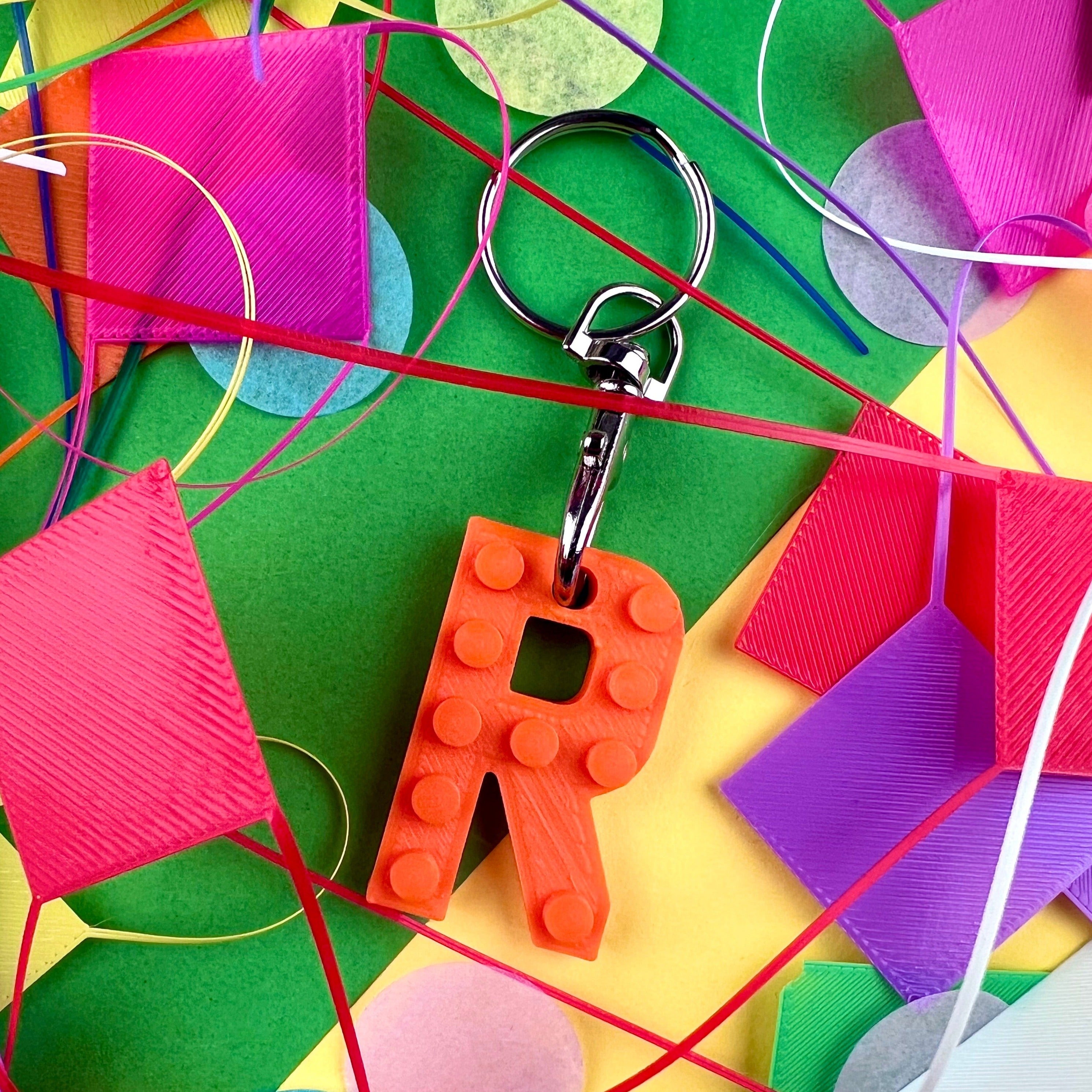 Brick Compatible Initial Keyrings - 3D Printed – Made Happy Gifts