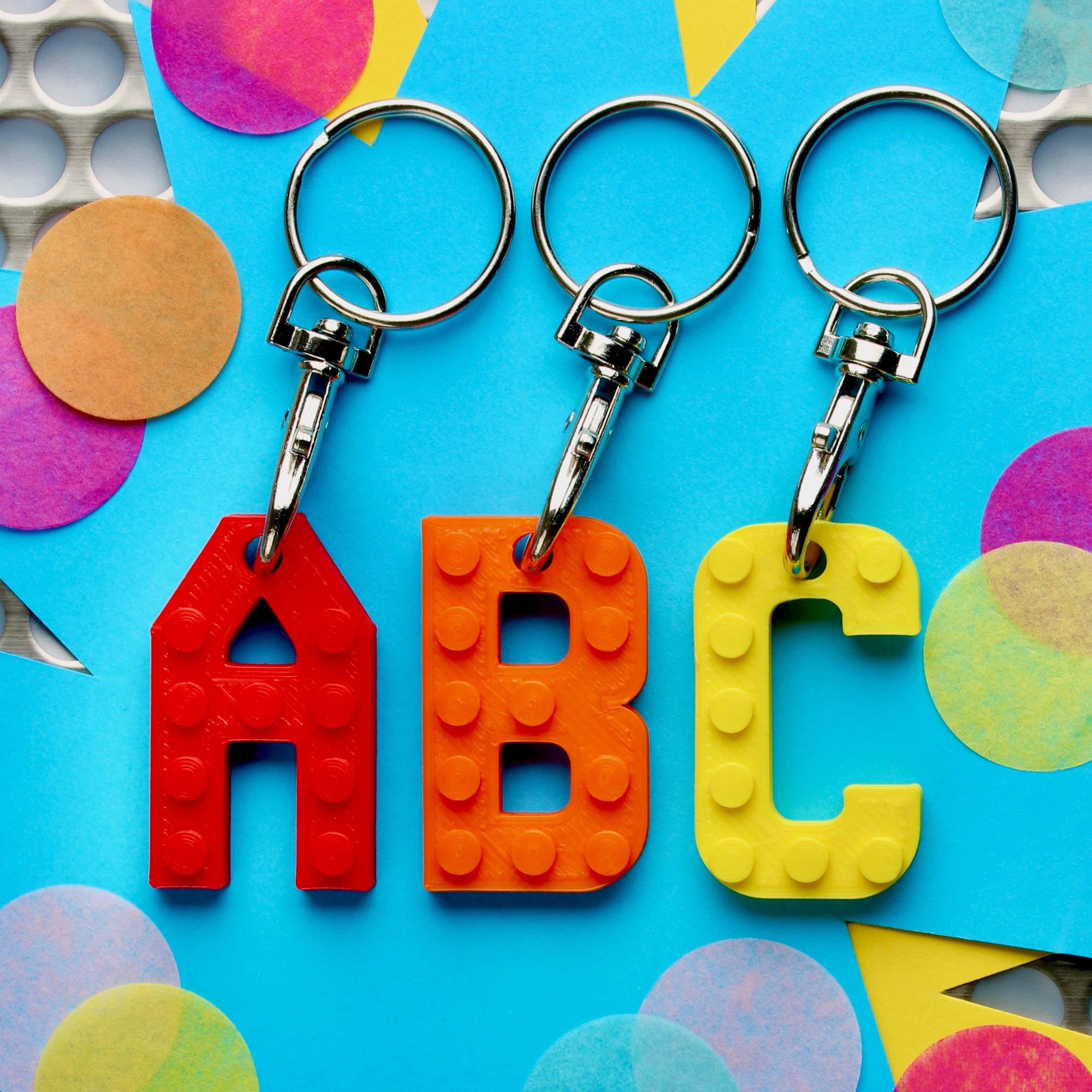 Brick Compatible Initial Keyrings - 3D Printed – Made Happy Gifts