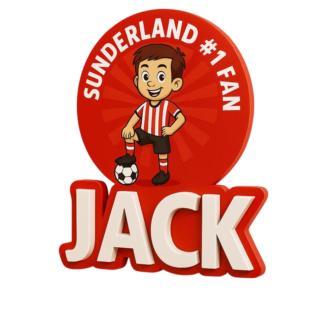 Personalised Sunderland Red & White Football Wall Sign