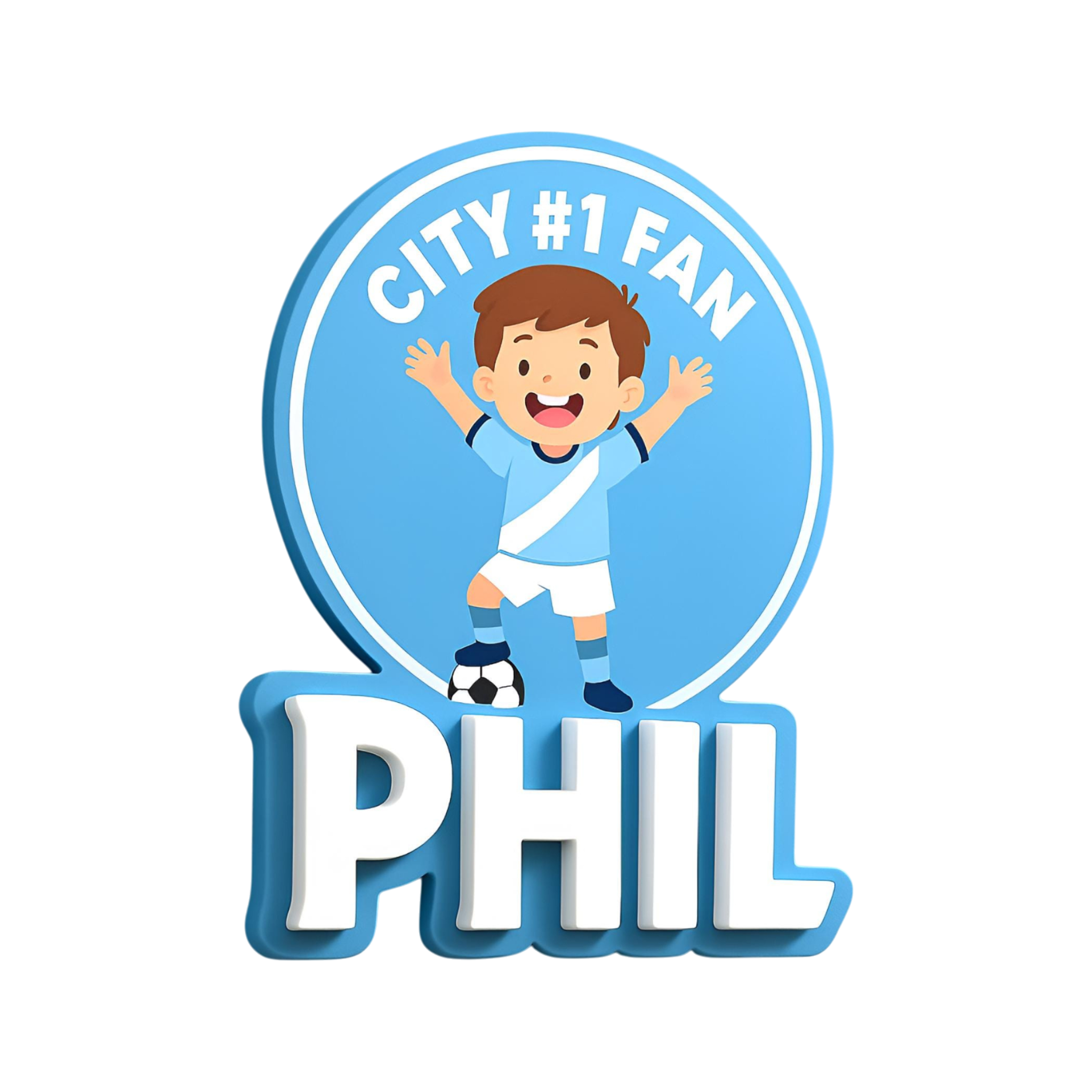 Personalised Sky Blue & White Football Wall Sign