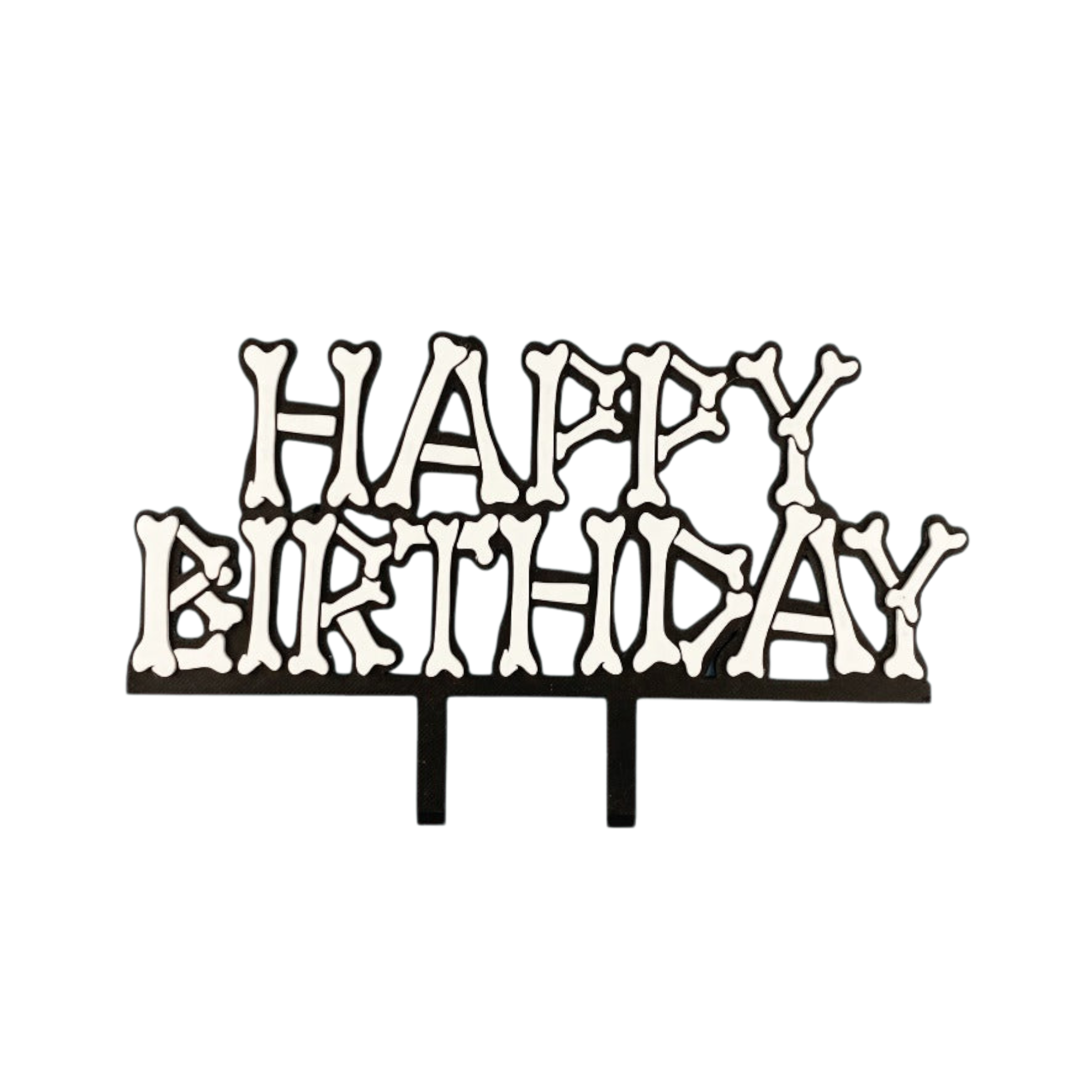 Dinosaur Dual Colour Bones Happy Birthday Cake Topper
